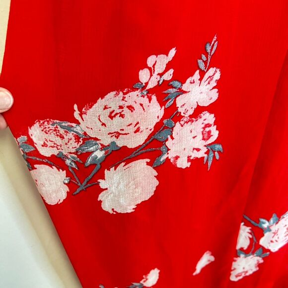 Lulus Love in Bloom Red Floral Print Chiffon Off-The-Shoulder Hi-Low Dress Sz XS - Picture 16 of 16